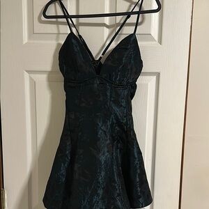 Elegant Dark Green Satin Dress
